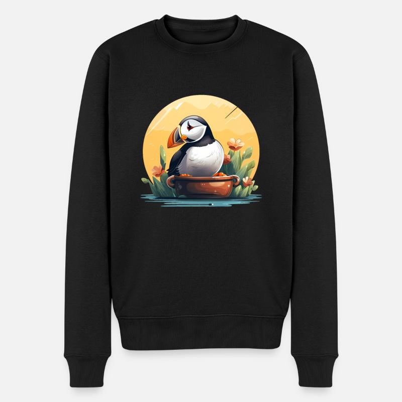 Papageientaucher - Männer Premium Bio Pullover - Schwarz
