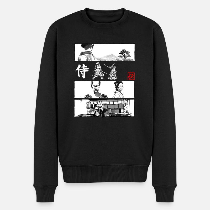 Manga Samurai - Männer Premium Bio Pullover - Schwarz
