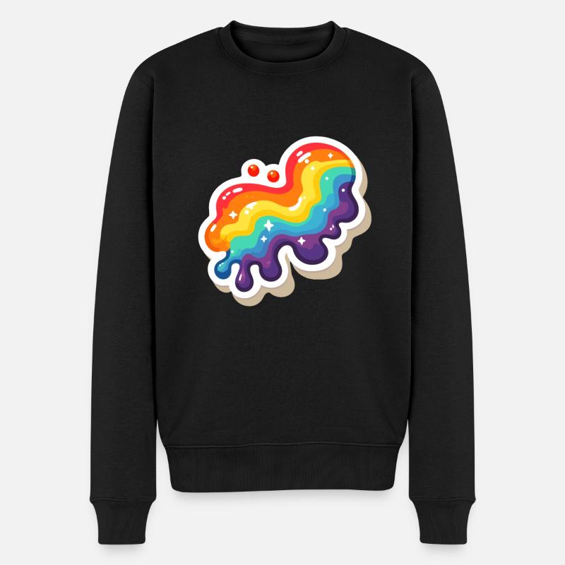 Regenbogen-Pouring-Farbe - Männer Premium Bio Pullover - Schwarz