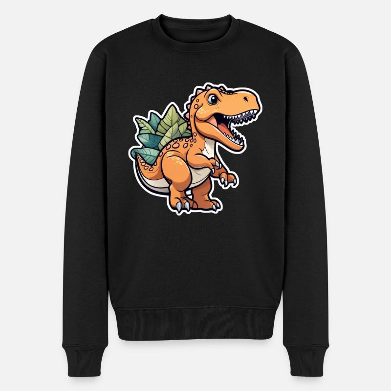 Karikatur-Dinosaurier - Männer Premium Bio Pullover - Schwarz