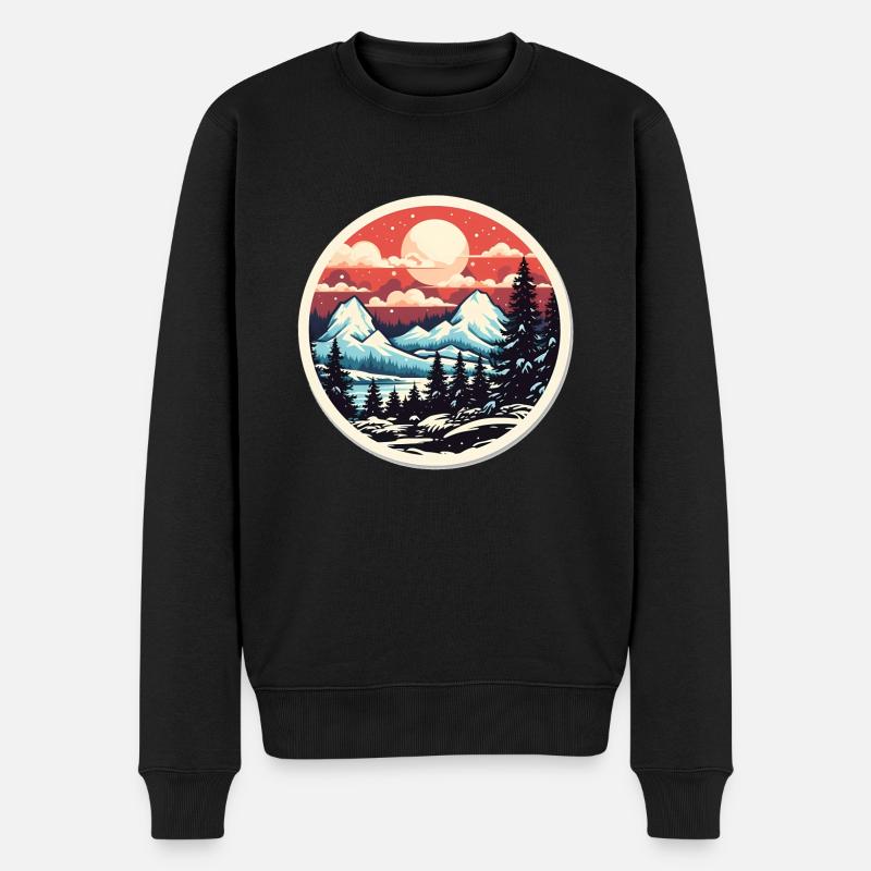 Nationalpark Winter Schnee - Männer Premium Bio Pullover - Schwarz