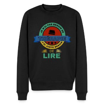 LIRE livre - Pull Premium bio Homme - noir - Devant - Nico (187cm)