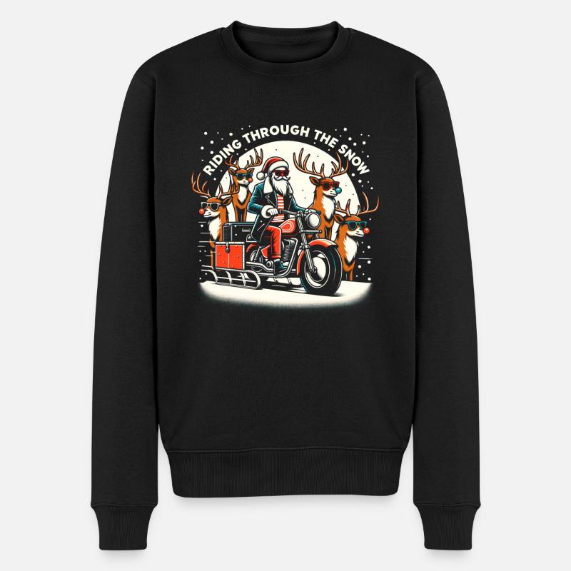 Santa's Cool Ride - Männer Premium Bio Pullover - Schwarz