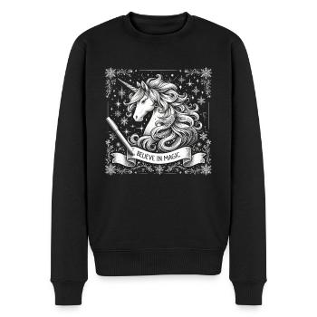 Weihnachtlicher Einhorn-Zauber - Männer Premium Bio Pullover - Schwarz - Vorne - Nico (187cm)