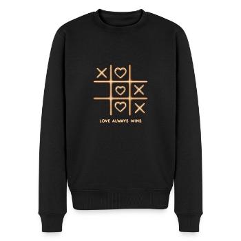 Liebe Gewinnt Immer 3 - Männer Premium Bio Pullover - Schwarz - Vorne - Nico (187cm)