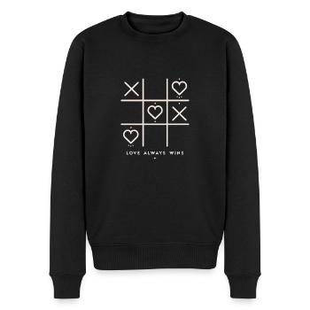 Liebe Gewinnt Immer - Männer Premium Bio Pullover - Schwarz - Vorne - Nico (187cm)