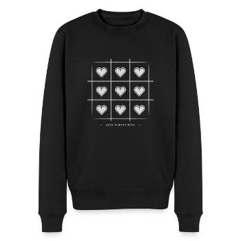 Liebe Gewinnt Immer 2 - Männer Premium Bio Pullover - Schwarz - Vorne - Nico (187cm)