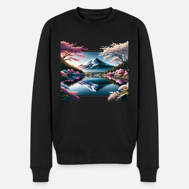 Spiegelung Des Fuji-berges - Männer Premium Bio Pullover - Schwarz