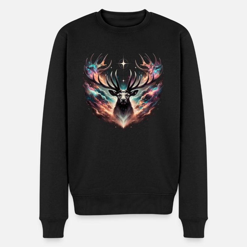 Kosmisches Geweih – Sternennacht - Männer Premium Bio Pullover - Schwarz