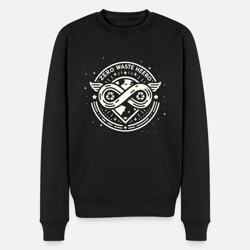 Zero Waste Hero - Männer Premium Bio Pullover - Schwarz
