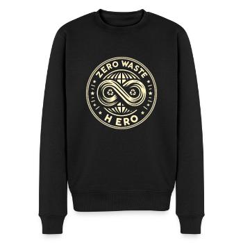 Zero Waste Hero 2 - Männer Premium Bio Pullover - Schwarz - Vorne - Nico (187cm)