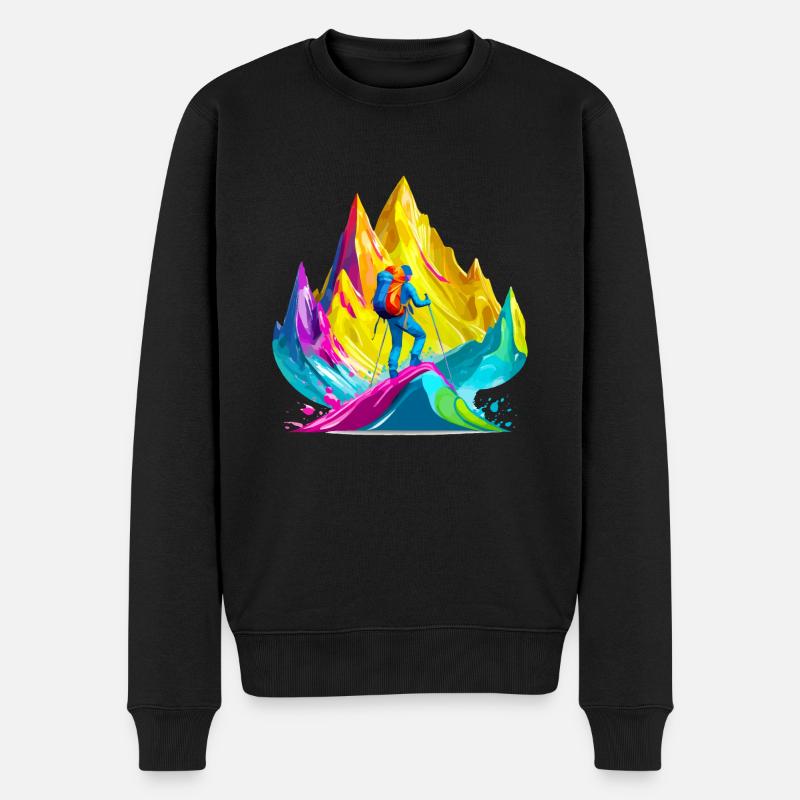 Wandern, Bergsteigen - Männer Premium Bio Pullover - Schwarz