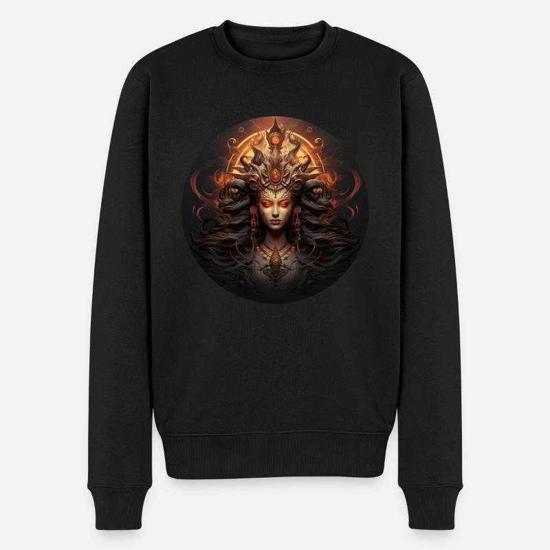 Mysteriöse Göttin - Männer Premium Bio Pullover - Schwarz