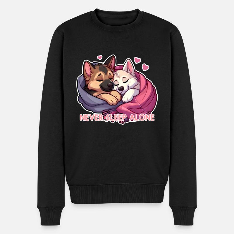 Schlafende Schäferhunde - Never Sleep Alone - Männer Premium Bio Pullover - Schwarz