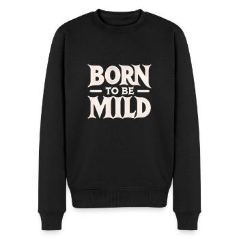 Minimalistisch „born To Be Mild“ - Männer Premium Bio Pullover - Schwarz - Vorne - Nico (187cm)
