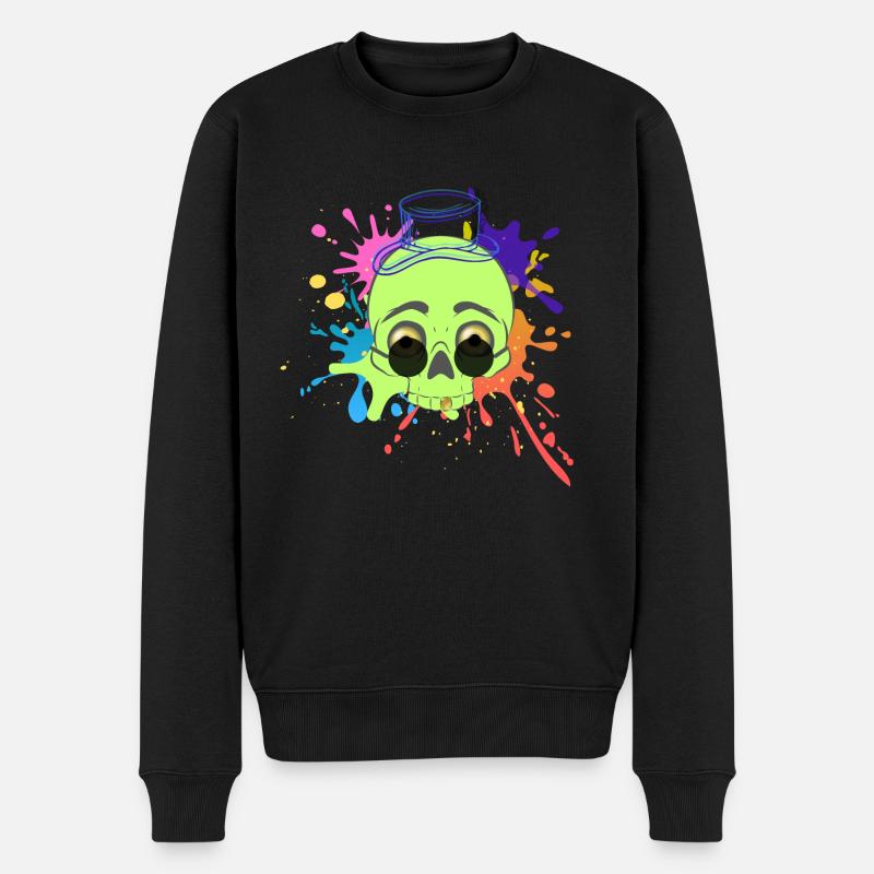 Splash-Schädel - Männer Premium Bio Pullover - Schwarz