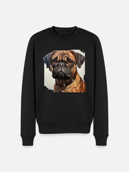 Pug Portrait - Men's Premium Organic Jumper - black