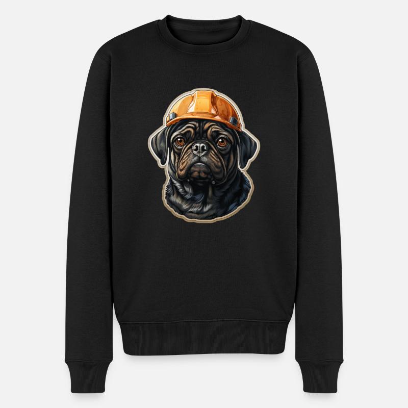 Pug as a builder - Men's Premium Organic Jumper - black
