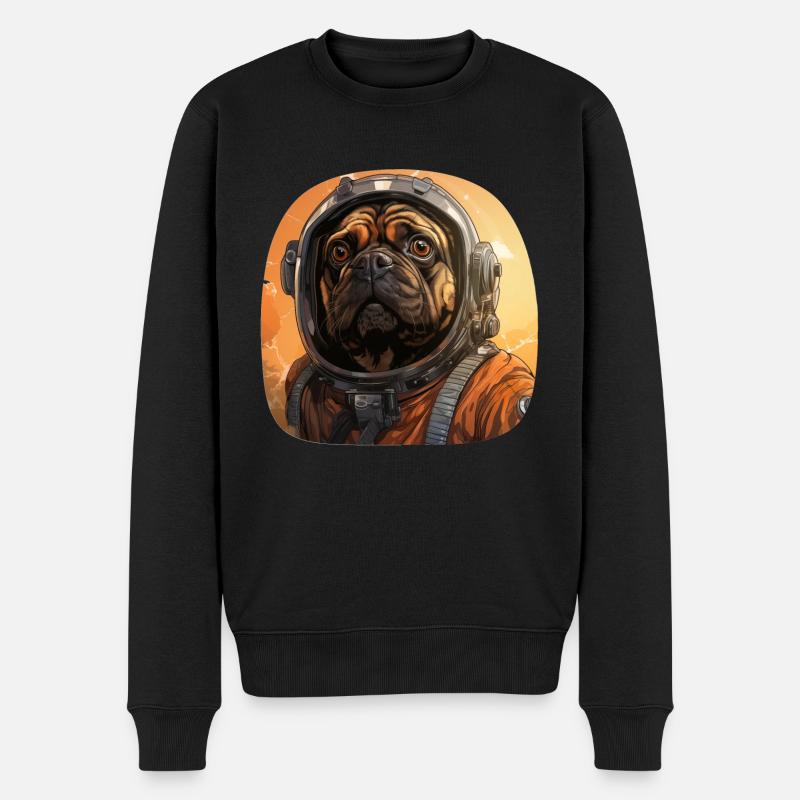 Mops Austronaut - Männer Premium Bio Pullover - Schwarz