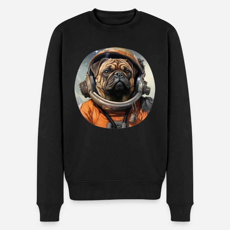 Mops Austronaut - Männer Premium Bio Pullover - Schwarz