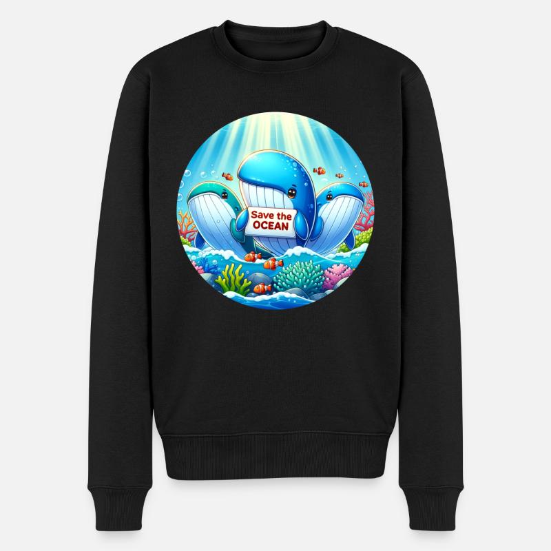 Famille des baleines - Pull Premium bio Homme - noir