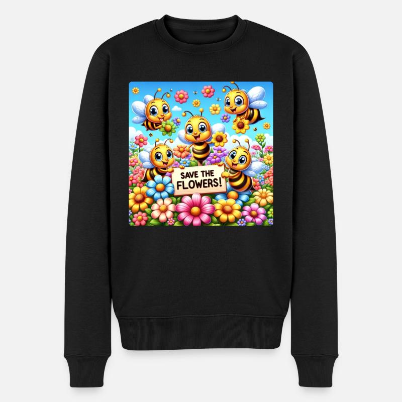 Rettet die Blumen - Männer Premium Bio Pullover - Schwarz