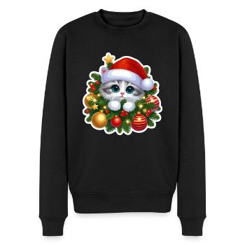 Festlicher Weihnachtsrahmen & Ornamente Design - Männer Premium Bio Pullover - Schwarz - Vorne - Nico (187cm)