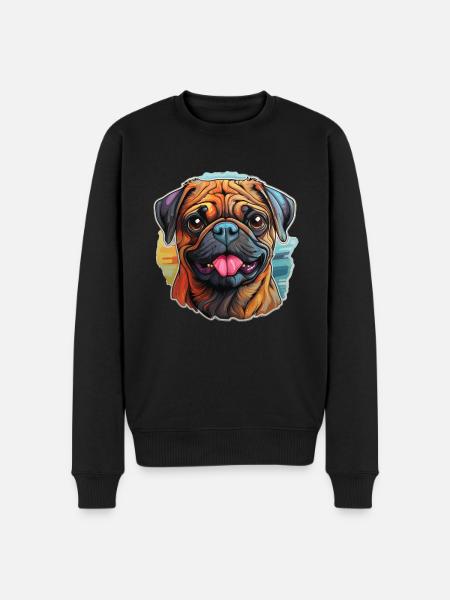 Mops - Männer Premium Bio Pullover - Schwarz
