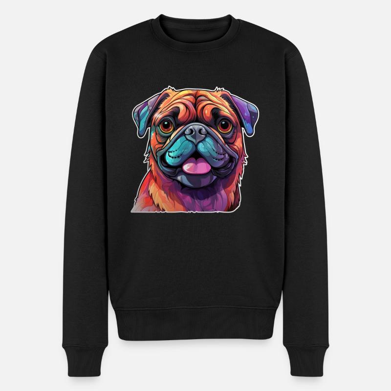 Mops farbenfroh - Männer Premium Bio Pullover - Schwarz