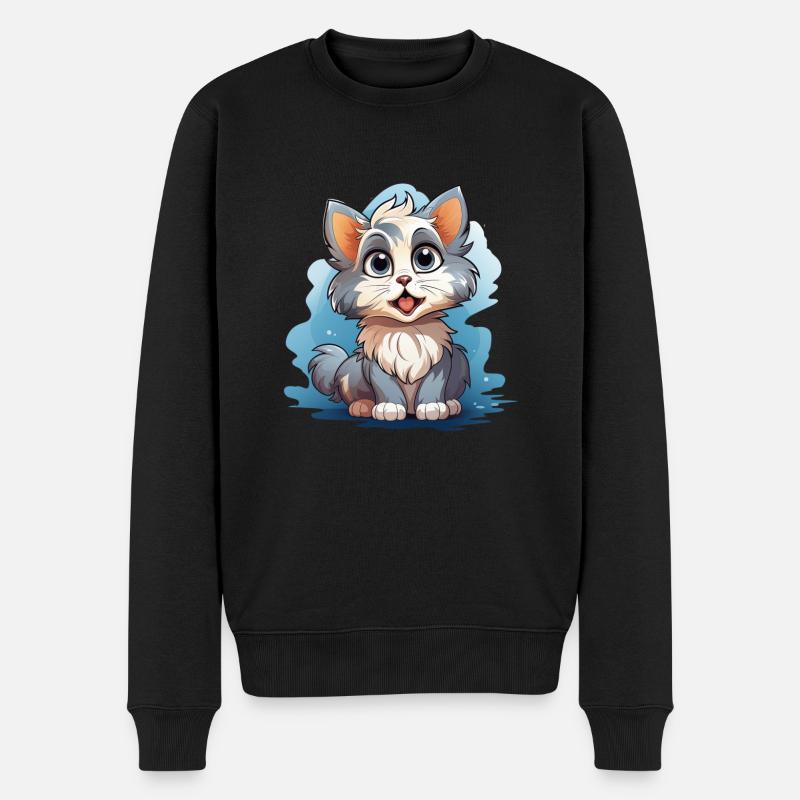 Kinder Katze - Männer Premium Bio Pullover - Schwarz