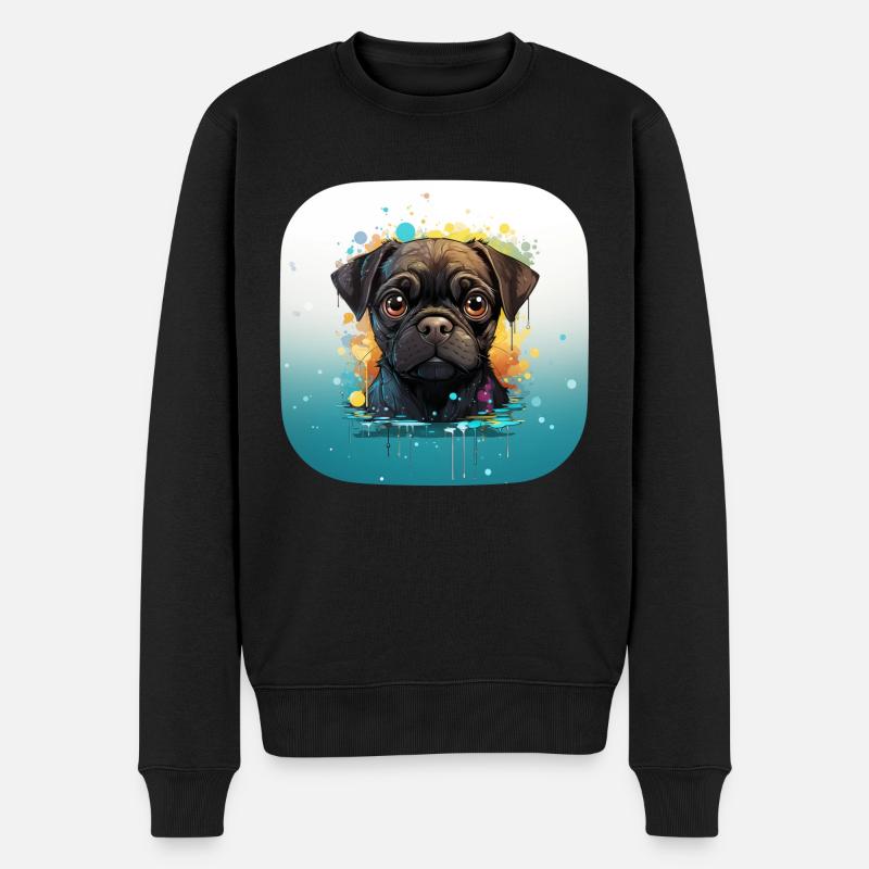 Mignon petit chiot carlin - Pull Premium bio Homme - noir