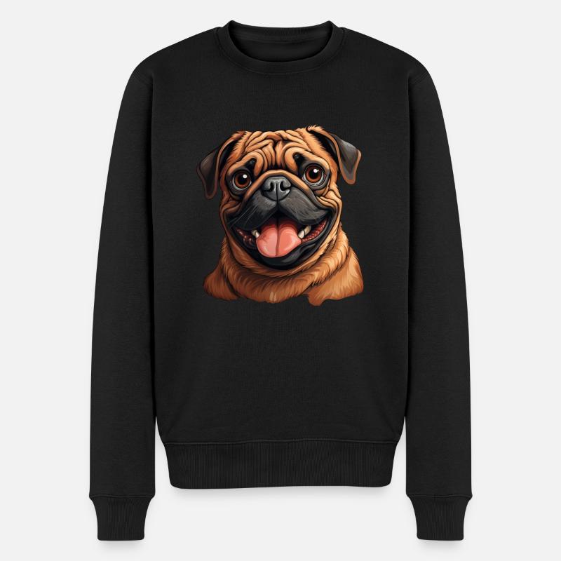 Portrait de carlin - Pull Premium bio Homme - noir