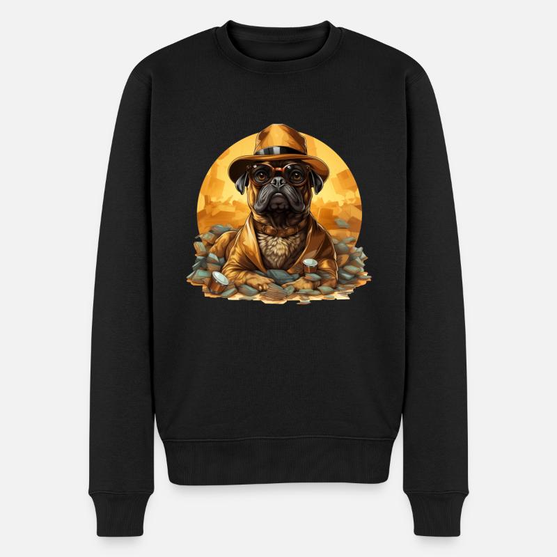 Mops Gold Digger - Männer Premium Bio Pullover - Schwarz
