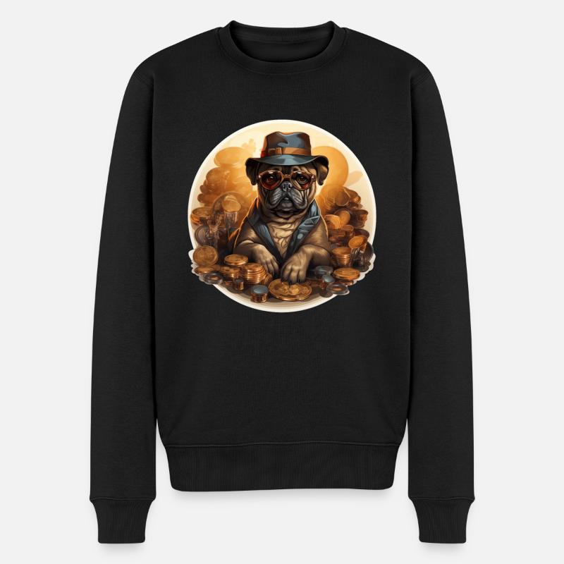 Mops Gold Digger - Männer Premium Bio Pullover - Schwarz