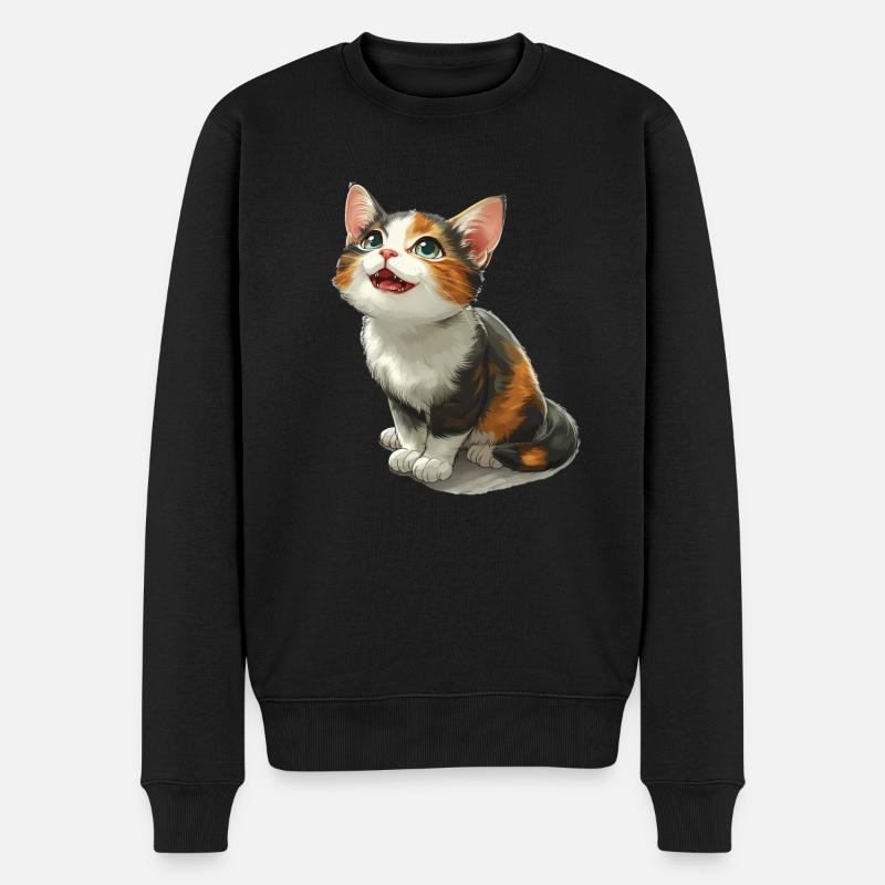Niedliches Katzenbaby - Männer Premium Bio Pullover - Schwarz