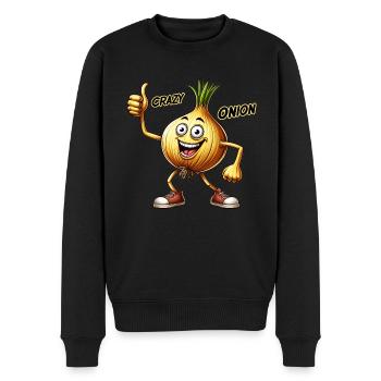 Crazy Veggies: Onion With Goatee and Thumbs Up - Men's Premium Organic Jumper - black - Front - Nico (187cm)