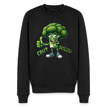 Crazy Veggies: Bro Broccoli Thumbs Up - Männer Premium Bio Pullover - Schwarz - Vorne - Nico (187cm)