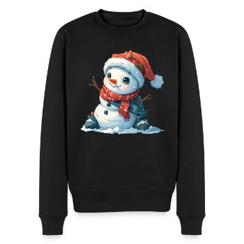 Schneemann für Kinder - Männer Premium Bio Pullover - Schwarz - Vorne - Nico (187cm)