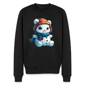 Schneemann für Kinder - Männer Premium Bio Pullover - Schwarz - Vorne - Nico (187cm)