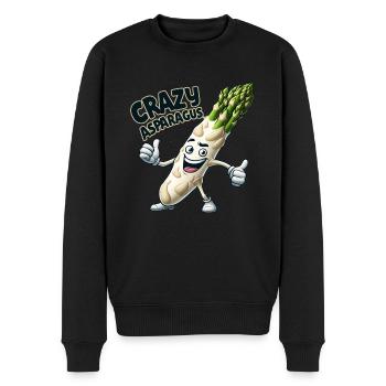 Crazy Veggies: Asparagus Bodybuilder Pro Thumbs Up - Männer Premium Bio Pullover - Schwarz - Vorne - Nico (187cm)
