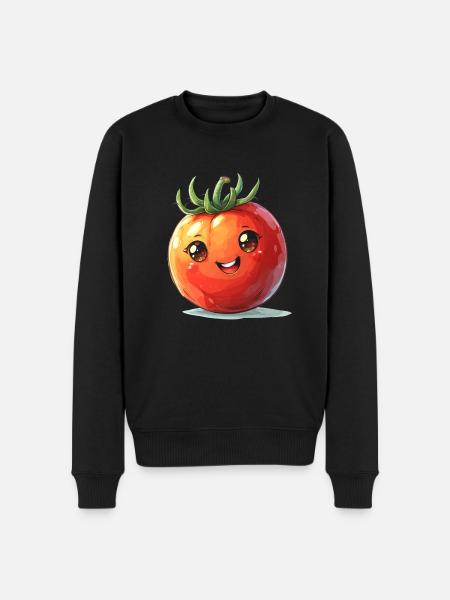 Tomato happy comic style - Men's Premium Organic Jumper - black