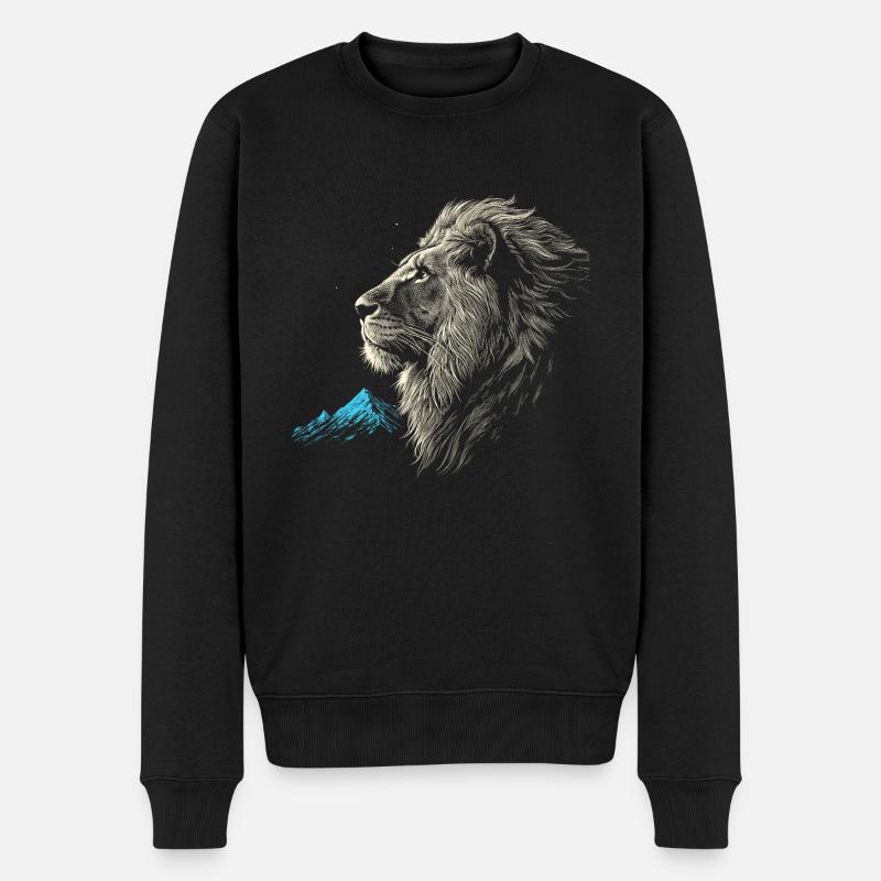 Löwe - Männer Premium Bio Pullover - Schwarz