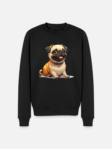 Cute little pug - Men's Premium Organic Jumper - black