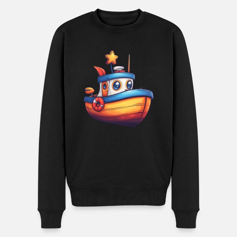 Fischerboot - Männer Premium Bio Pullover - Schwarz