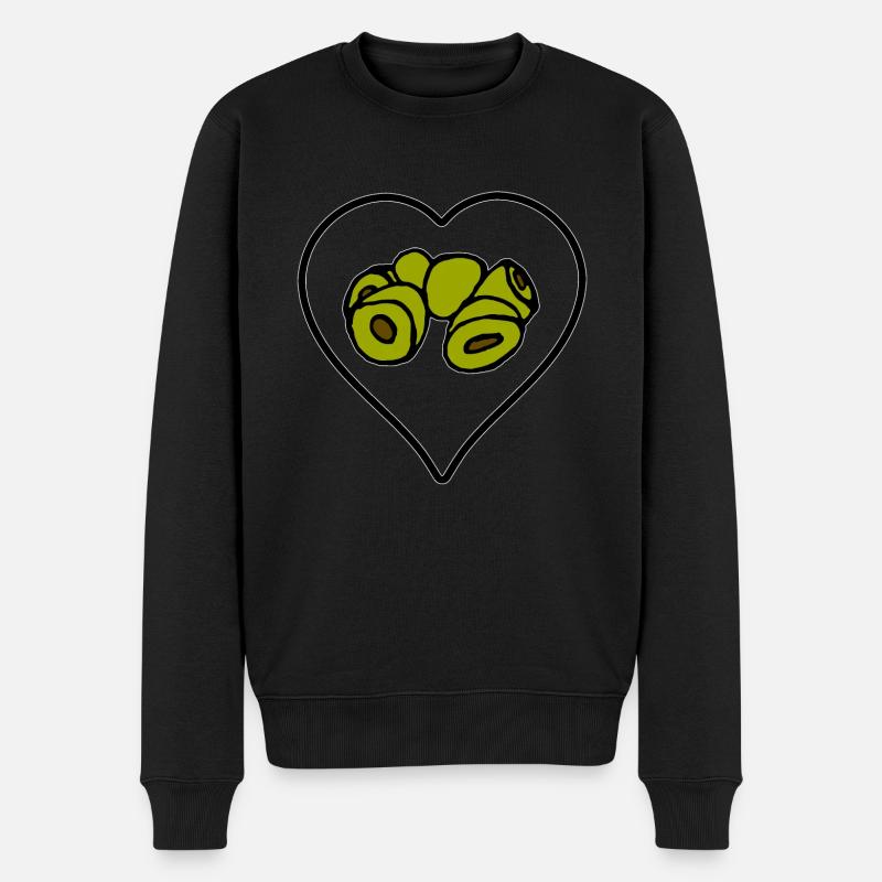 Oliven im Herz Ich liebe Oliven - Männer Premium Bio Pullover - Schwarz