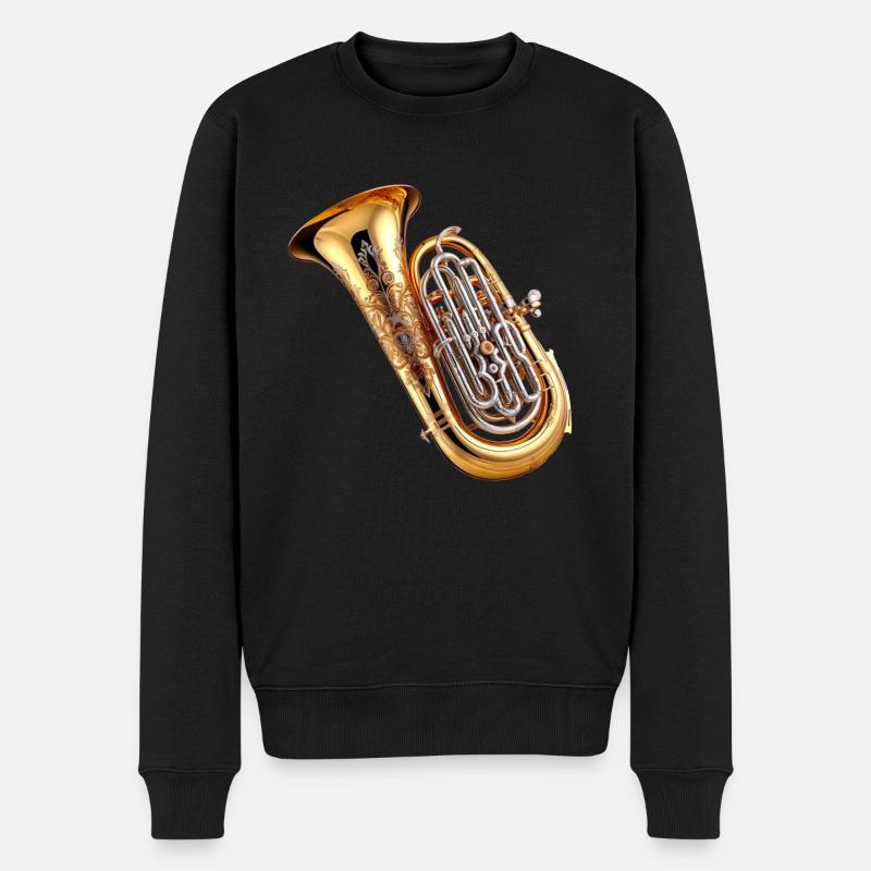 Die Tuba ist ein tiefes Blechblasinstrument - Männer Premium Bio Pullover - Schwarz