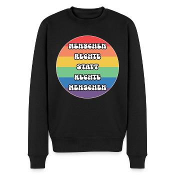 Menschenrechte Demonstration gegen Rechts - Männer Premium Bio Pullover - Schwarz - Vorne - Nico (187cm)