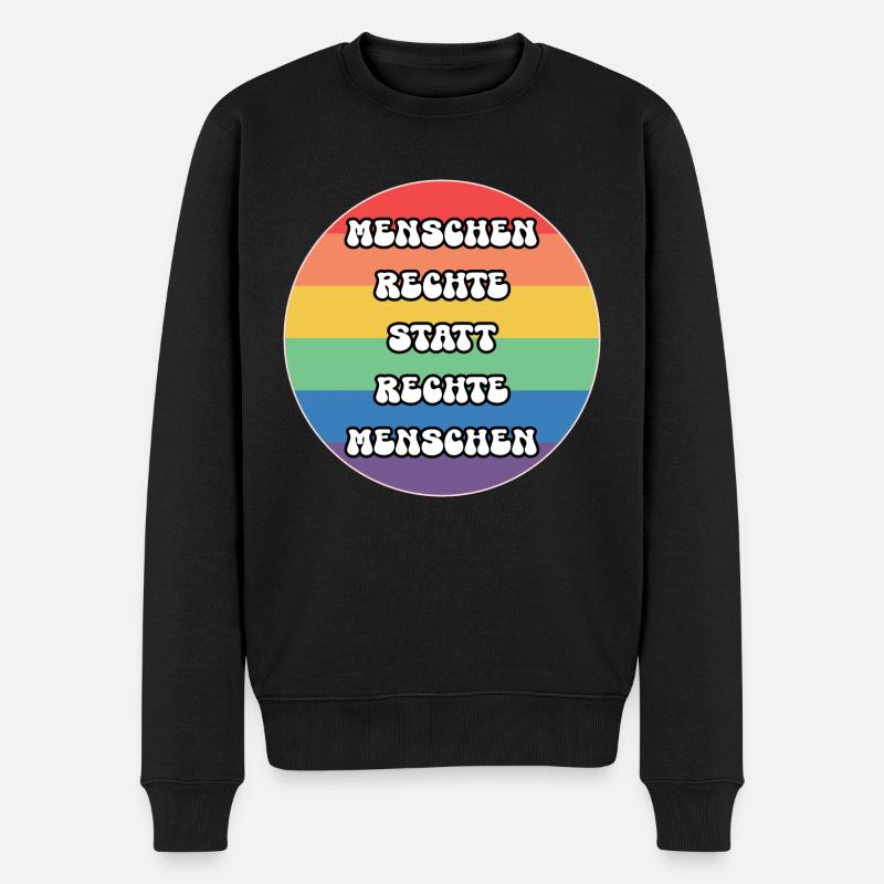Menschenrechte Demonstration gegen Rechts - Männer Premium Bio Pullover - Schwarz