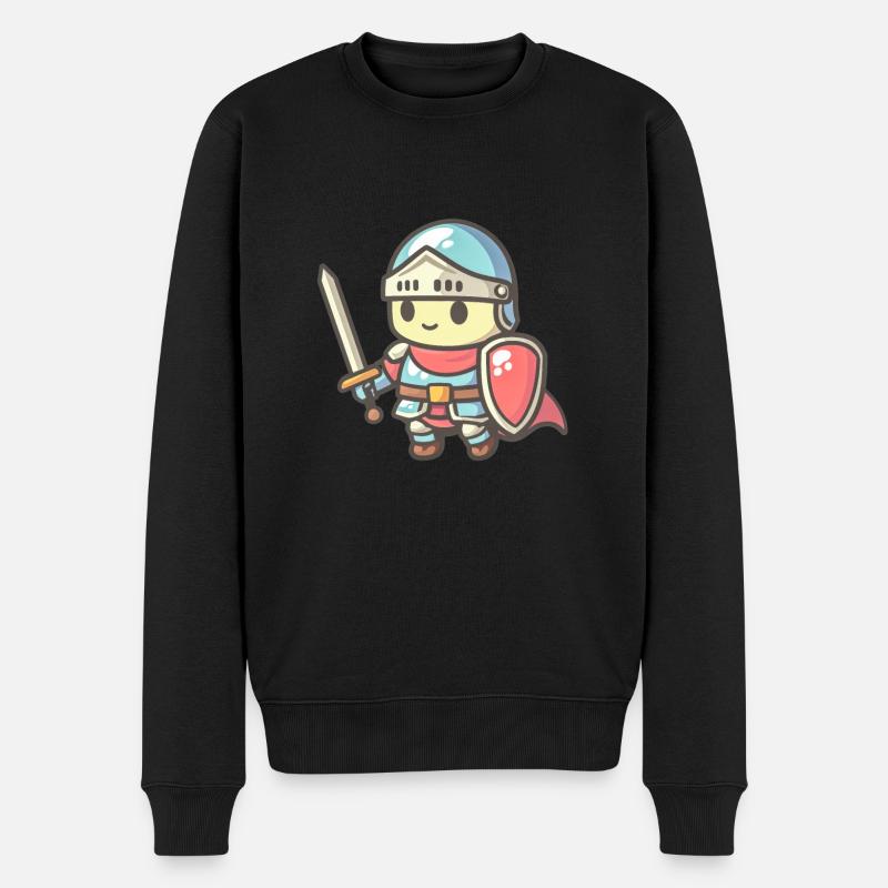 Chevalier courageux dans le style de la bande dessinée pour les enfants - Pull Premium bio Homme - noir