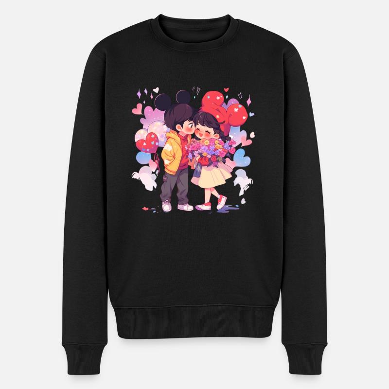 Süßes Paar - Männer Premium Bio Pullover - Schwarz
